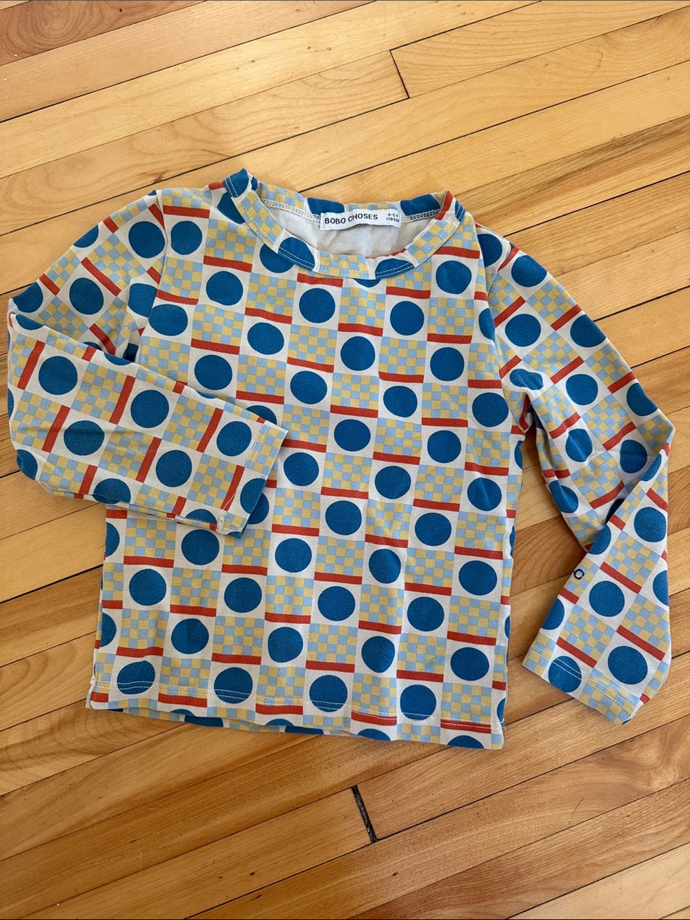 Bobo Choses Blue, Yellow & Red Geometric Long Sleeve Top